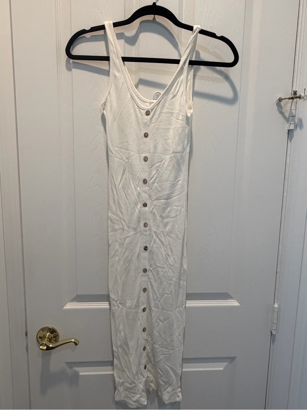 White Button-Front Tank Midi Dress